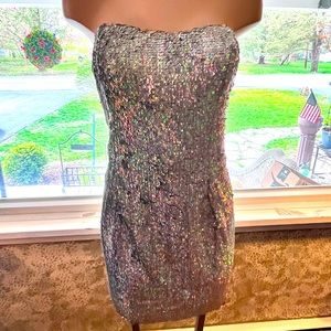 Hannah S. Silver sequin dress size 6.